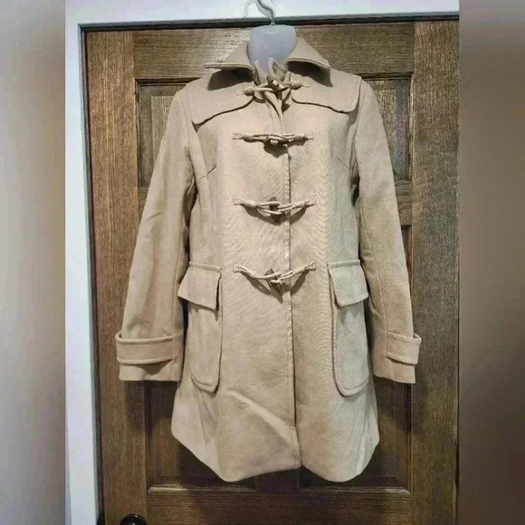 The Gap Beige Wool Blend Coat Toggle Buttons Size Small - Picture 1 of 6